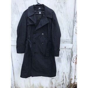 Army Trench Coat Mens 42S Black Lined DSCP Garrison Collection Military 42